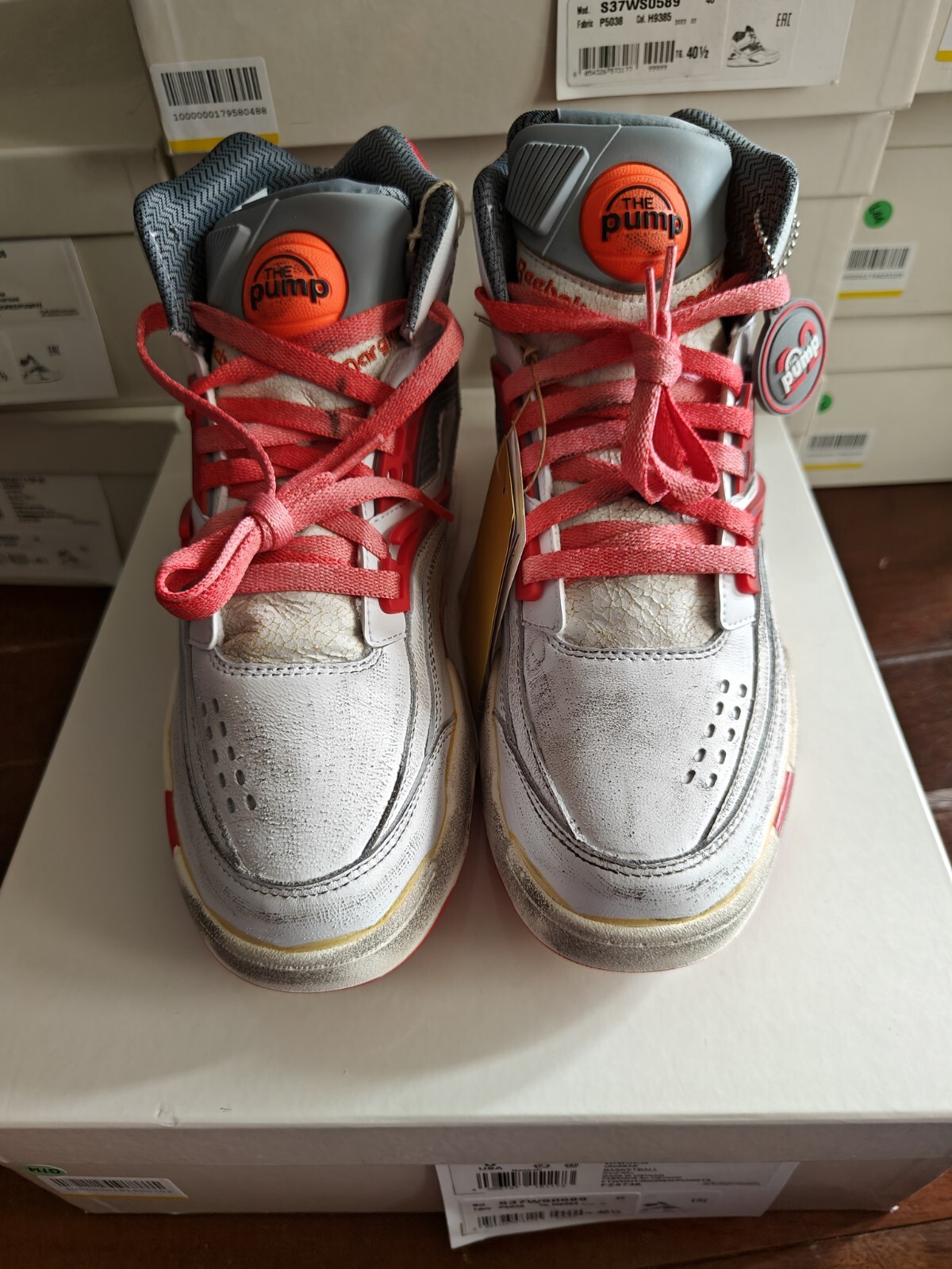 Pre-owned Reebok Maison Margiela Pump Tz Twilight Zone Deadstock White Red Aged Fz5736