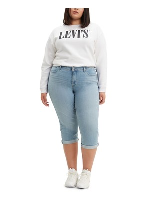 

Женские синие джинсовые капри с карманами и молнией LEVIS, моделирующие джинсы размера плюс 24 Вт, Синий, 236450030