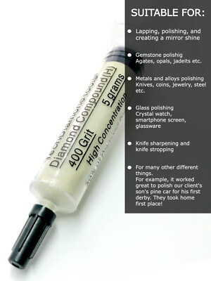 Diamond Paste Compound Polishing Lapidary 400 (H) Grit 5 Gram (USA MADE)
