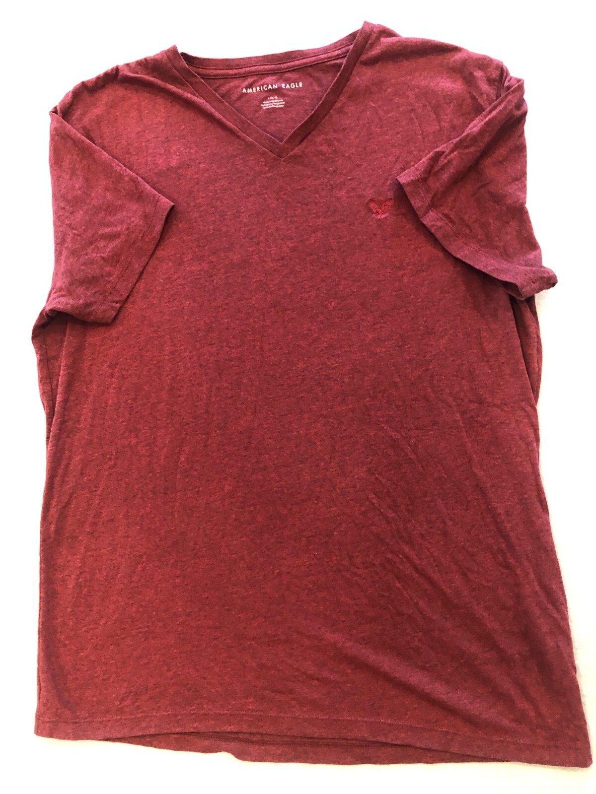 American Eagle Shirt Men's Large Red Heather V-Neck Cotton