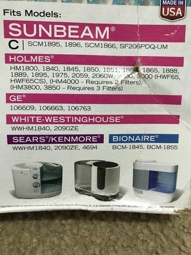 H65 BEST AIR Humidifier Filter Fits for Westinghouse Sunbeam Holmes Sears Bionai