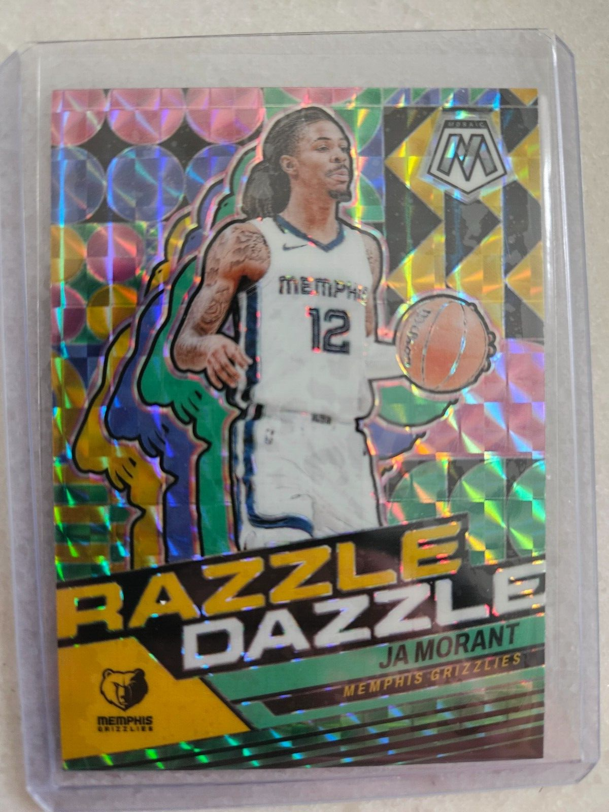 2023-24 Panini Mosaic JA MORANT #10 SP RAZZLE DAZZLE Memphis 2023-24 Panini Mosaic JA MORANT #10 SP RAZZLE DAZZLE Memphis