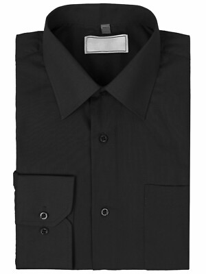 Men's Solid Long Sleeve Formal Button Up Standard Barrel Cuff Dress Shirt