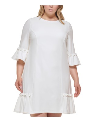 

CALVIN KLEIN Женское белое платье-футляр длиной выше колена с рукавами 3/4 на подкладке размера плюс, Белый