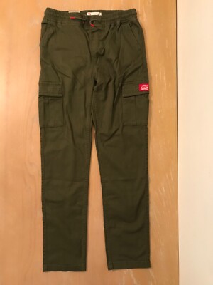 New! Boys Levi's Cargo Pants Pull-on Stretch Tapered Leg Olive Green Size 16