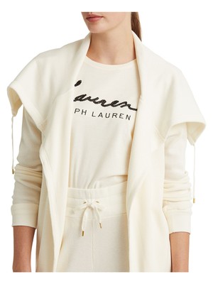 

LAUREN RALPH LAUREN Женский свитер цвета слоновой кости с термоворотом и открытым передом Свитер, Цвет слоновой кости