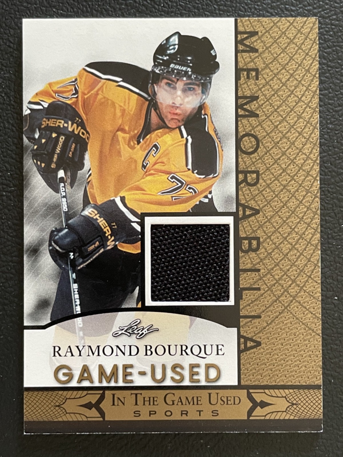 2024 Leaf In The Game Used Memorabilia Gold Raymond Bourque Jersey