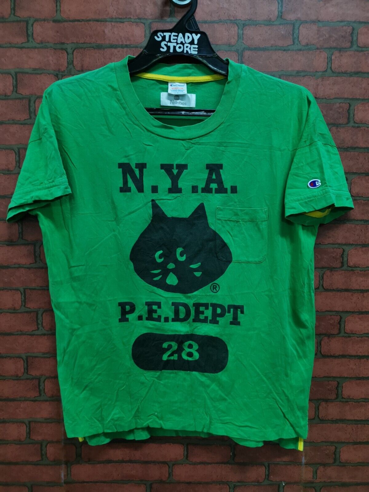 CHAMPION x NE-NET BY ISSEY MIYAKE CAT OVER SIZE GREEN TOP T CHAMPION x NE-NET BY ISSEY MIYAKE CAT OVER SIZE GREEN TOP T