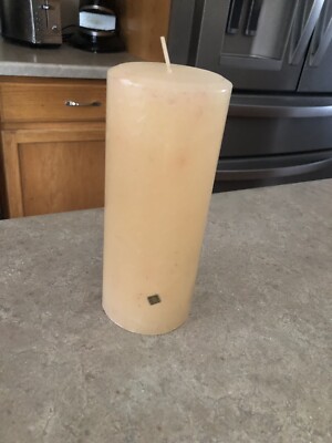 Partylite White Tea & Ginger Crackle Pillar Candle 3'' x 7'' NEW no box discolored