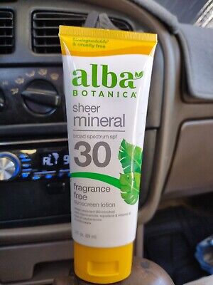 Alba Botanica Sheer Mineral Sunscreen SPF 30 Fragrance Free 3 fl oz Exp 08/25