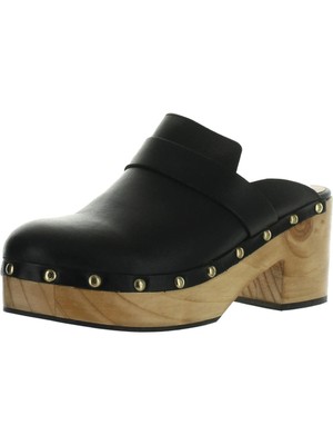 

Женские кожаные сабо без шнуровки AQUA 1 дюйм на платформе Soho Toe Block Heel, Черный, AQ-SOHO