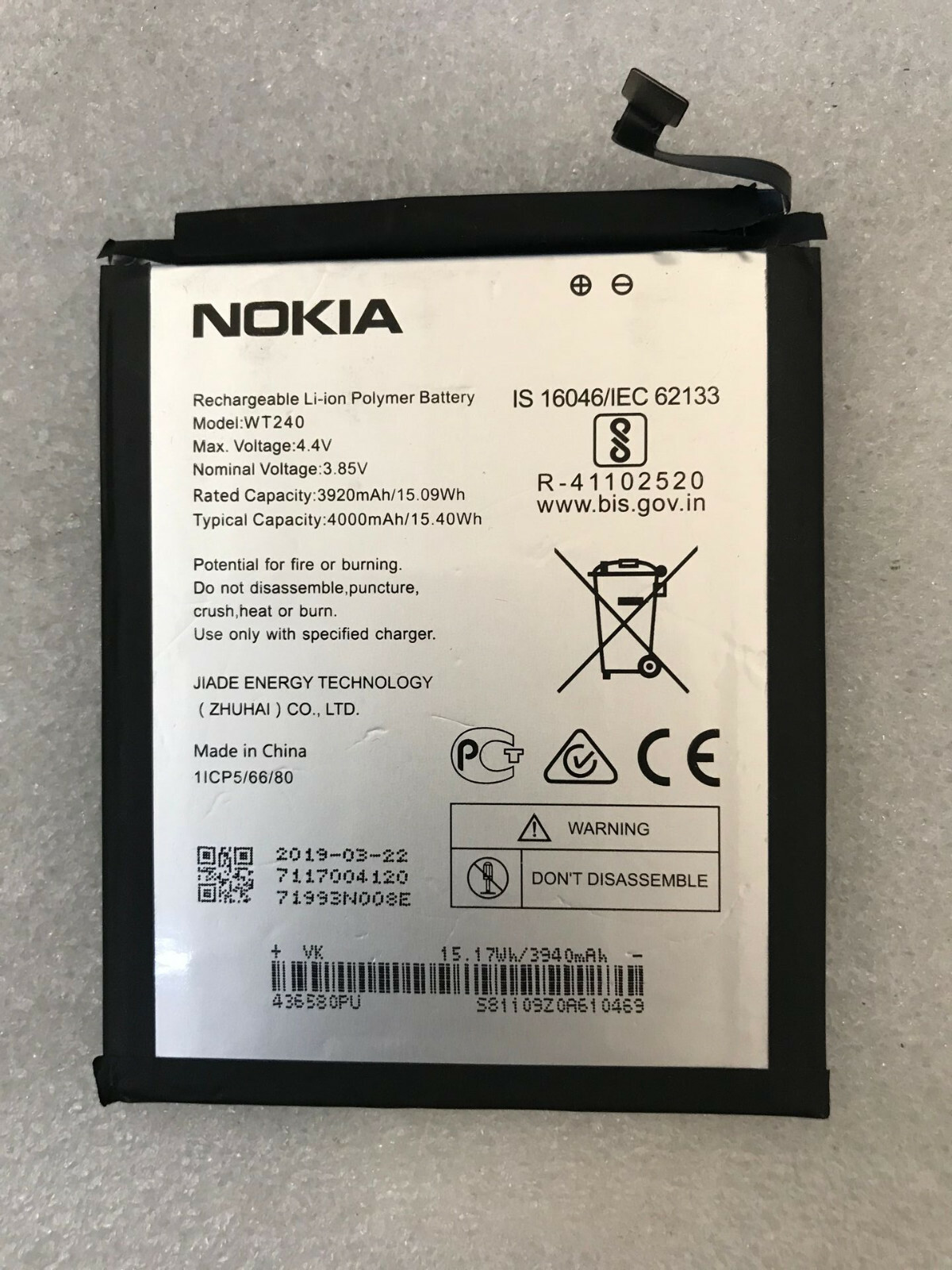 ORIGINAL NEW NOKIA BATTERY WT240 4000mAh 3.85v batteria | eBay