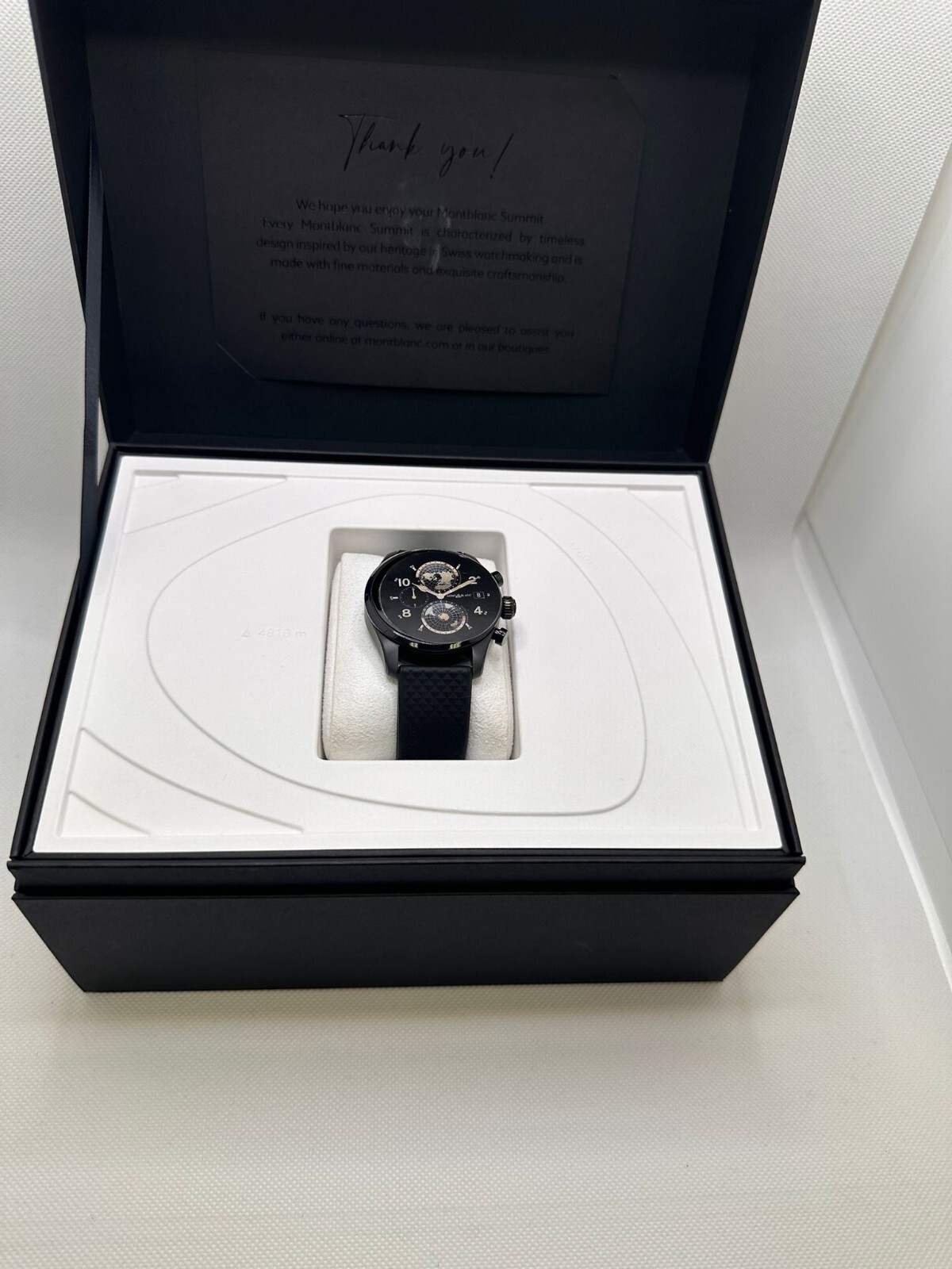 Pre-owned Montblanc Men's Summit 3 Black Leather Strap Smart Watch 42mm
