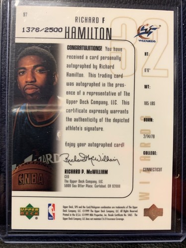 99SPX Richard Hamilton Rookie Autograph Card /2500