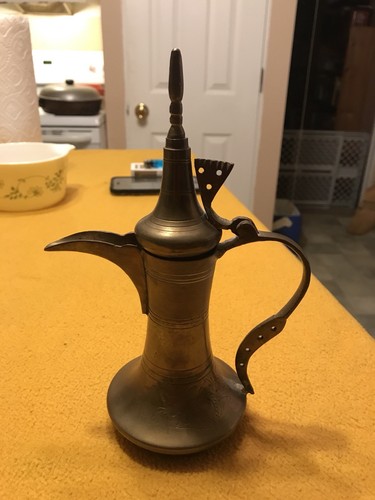 Signed Antique Dallah Arabic Tea Coffee Pot Marked United Arab Emirates