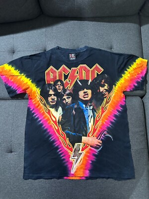 Vintage Style ACDC Highway To Hell Modern Boot Double Sided Shirt Tie Dye Big