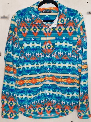 RF Brand Womens Fleece Southwestern Aztec Pearl Snap Shirt/Jacket Size Small