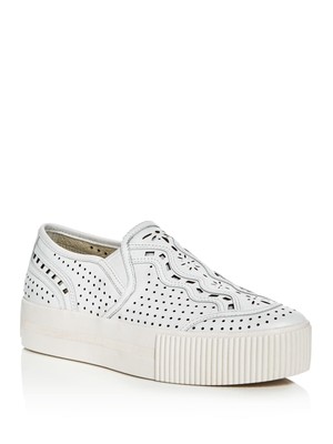 

Женские кожаные кроссовки ASH White Goring Kingston с миндалевидным носком на платформе без шнуровки, Белый, AS-KINGSTON