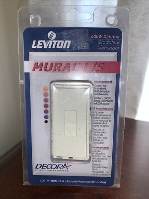 Leviton Almond Mural L/S Light Dimmer Switch Multi-Way 600W-603MRI06-1LA