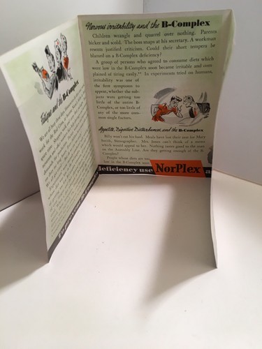 ca 1942 WW II era VITAMIN B COMPLEX NORWICH NORPLEX DIET SUPPLEMENT ADVERTISING