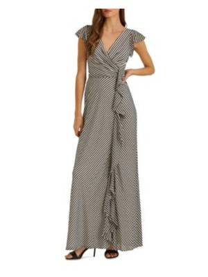 

Женское темно-синее вечернее платье RALPH LAUREN с высоким разрезом спереди на подкладке и рукавами-крылышками, Navy