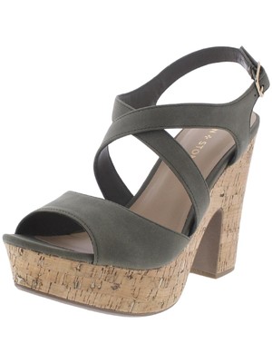 

Сандалии SUN STONE Womens Green 1 Platform CorkJanayy Round Toe Slingback Sandal, Зеленый, 10009051100