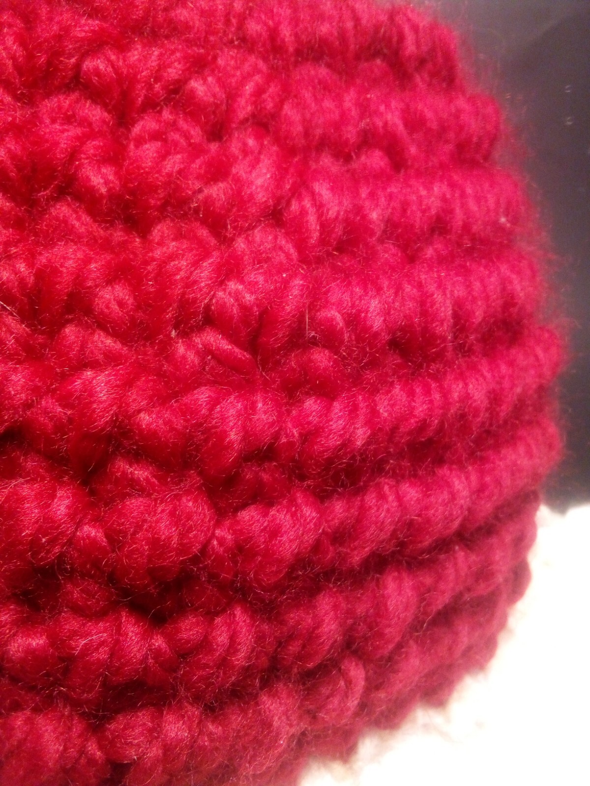 Handmade Red Crochet Bucket Hat with Off-White Ruffles, Good Size for Tweens