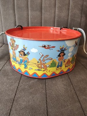 Trommel Yakari Blech Spielzeug Simm Spielwaren Vintage alt