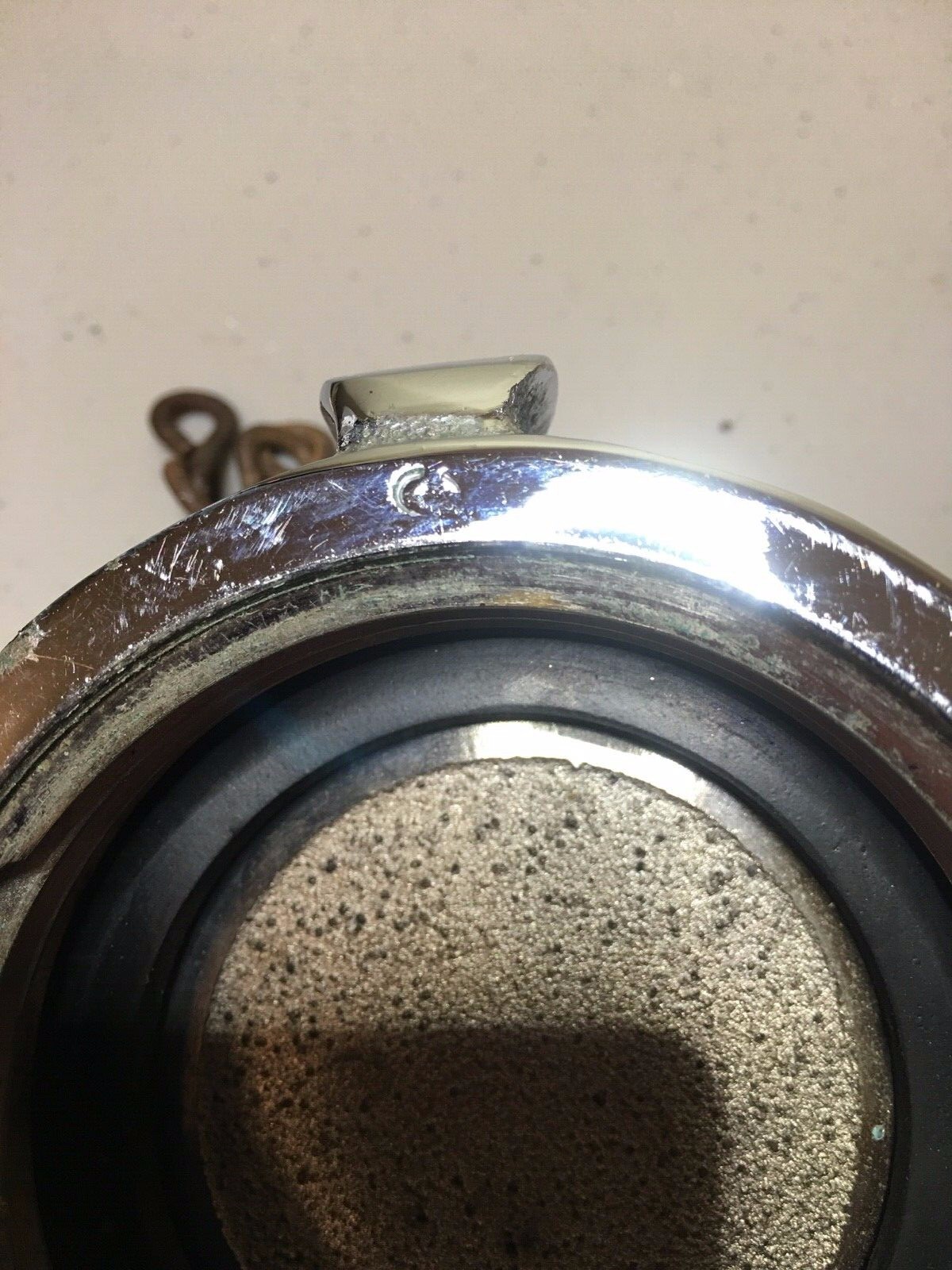 Vintage Fire Hose Connector End Piece Cap With Chain -Nice