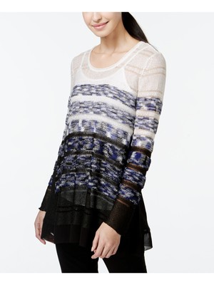 

Alfani Женский черный полосатый свитер с блестками и длинными рукавами с круглым вырезом Размер