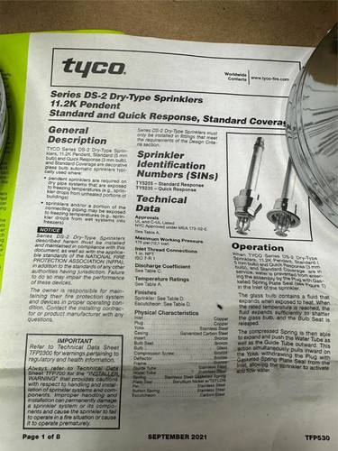 60x Tyco DS-2 Deep Escutcheon Dry Fire Sprinkler Pendent Cover Trim Ring