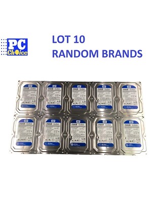 LOT 10 Western Digital 250GB SEAGATE MULTIPLE BRANDS SATA 16MB 3.5'' Hard Drives