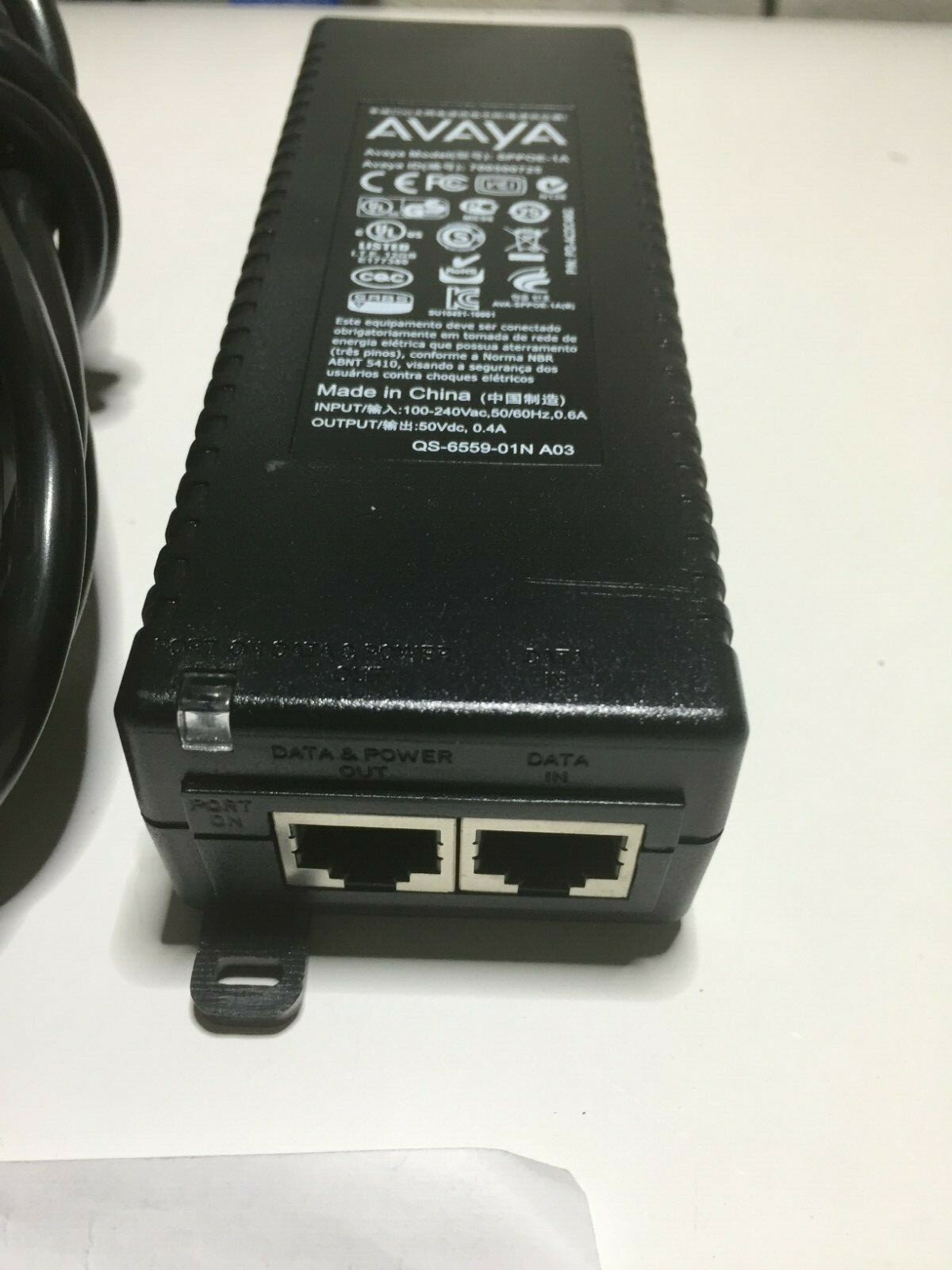 AVAYA 700500725 SPPOE-1A-IP Phone Single Port PoE Injector WITH POWER CORD