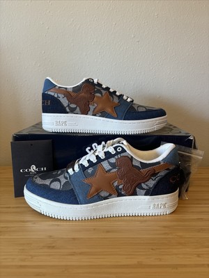 A Bathing Ape Bape Sta Low Bape X Coach Men Size 9 Blue/Denim Sneakers