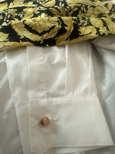 Pre-owned Versace Contrasting Cotton Panels  Shirt In White+blackgold