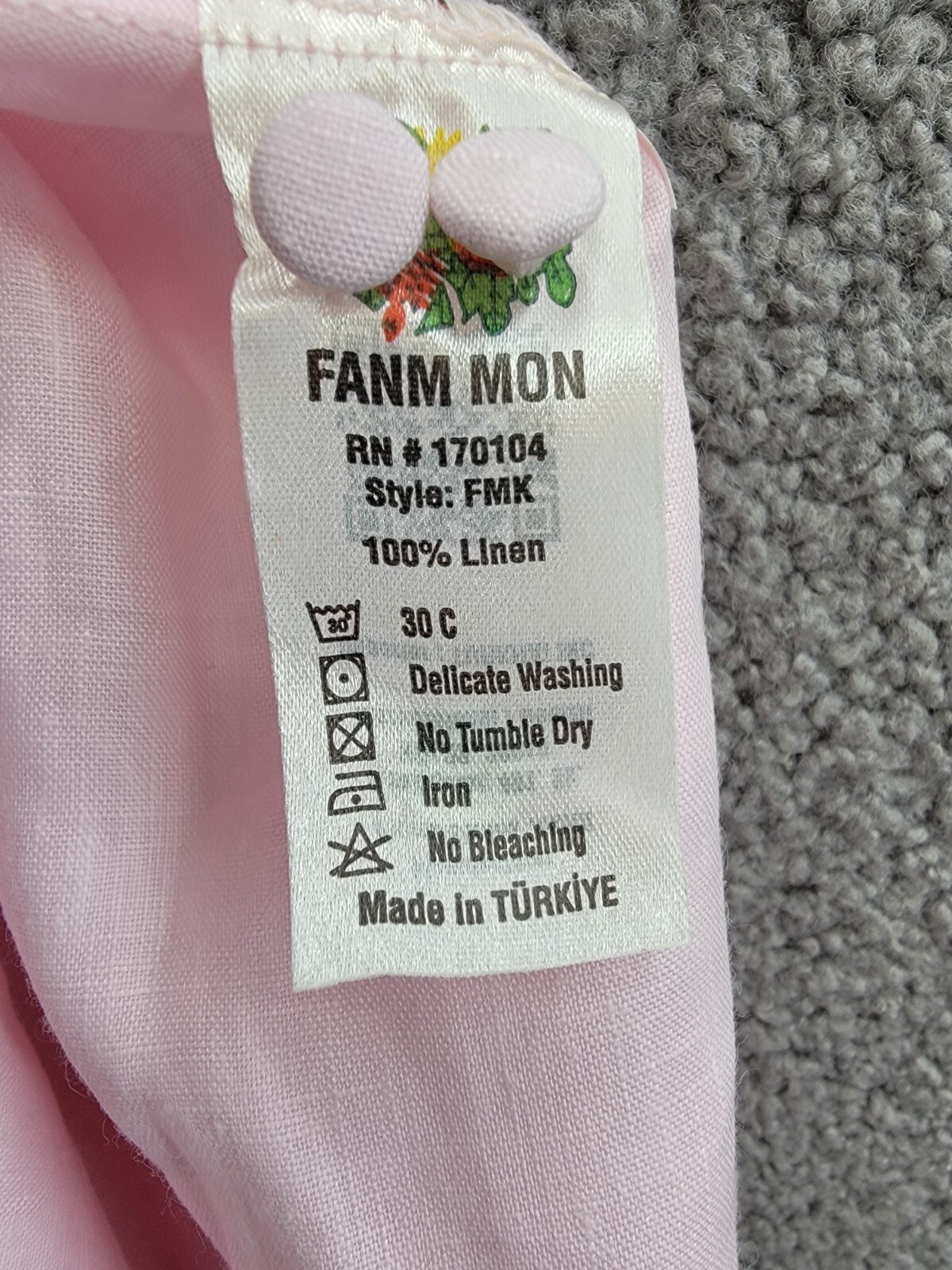 Fanm Mon Fennie Floral Embroidered Linen Dress Girls' 12 Pink Scoop Neck S/S - Picture 14 of 17