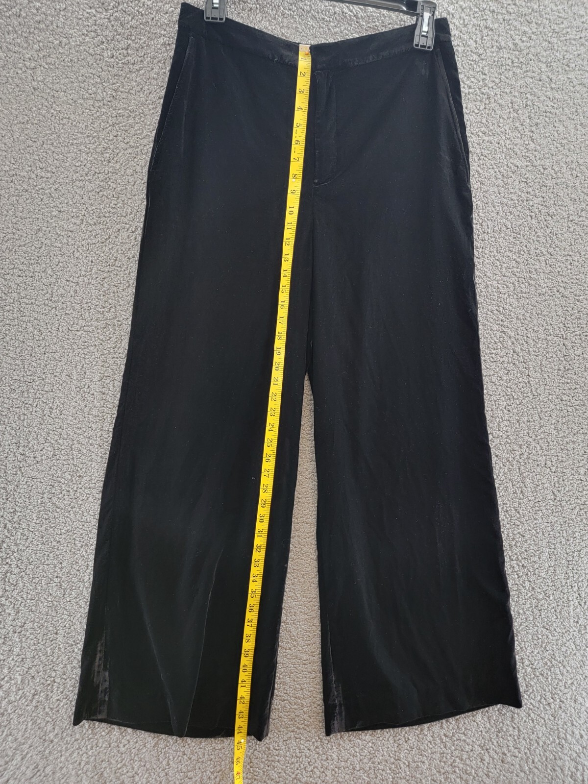 Lauren Ralph Lauren Velvet Wide Leg Pants Womens 12 Black Zip Hook & Eye Closure - Picture 7 of 19