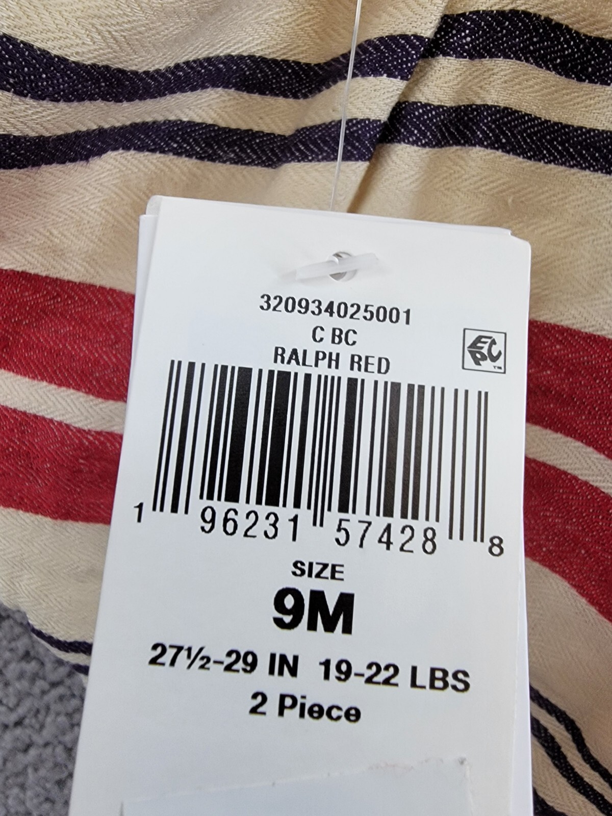 Ralph Lauren Stripe Linen Bubble Shortall & Hat Set Little Boys 9M/12M Red Multi - Picture 22 of 22