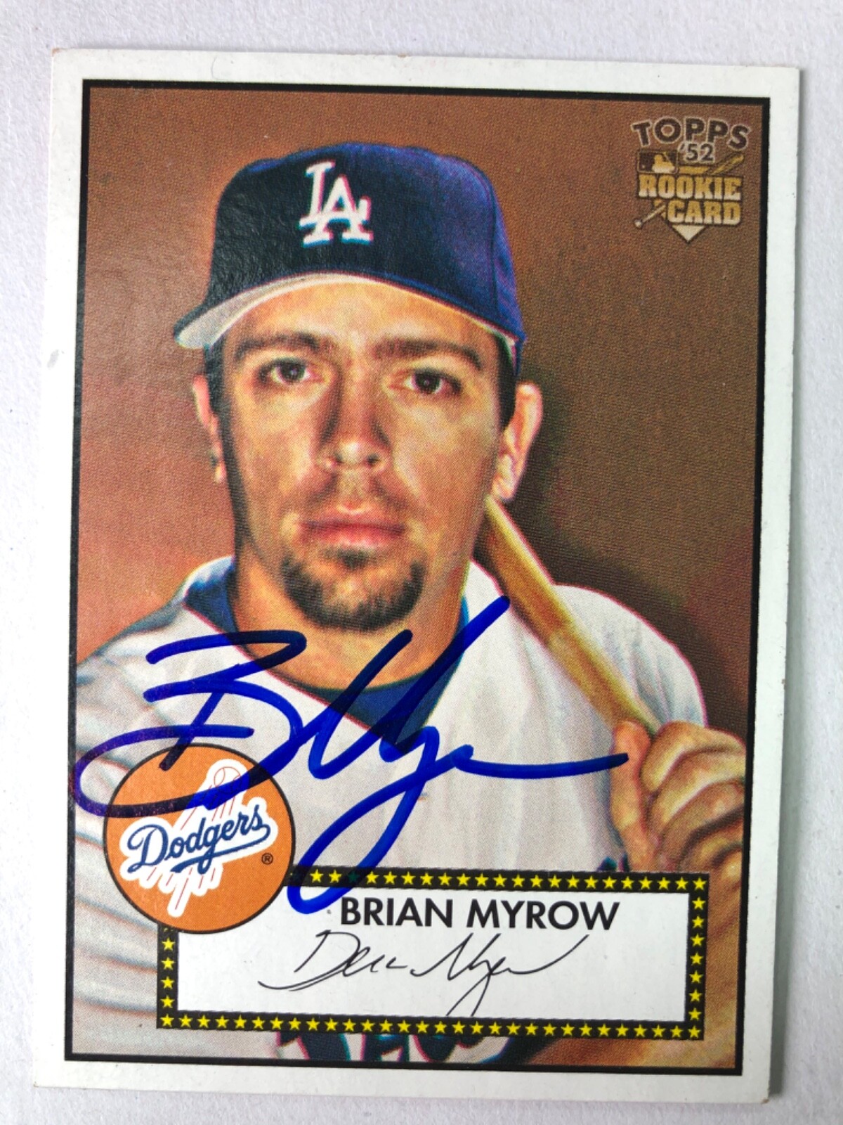 2006 Topps 52 Rookie Card Dodgers Brian Myrow Autographed Card #305. rookie card picture