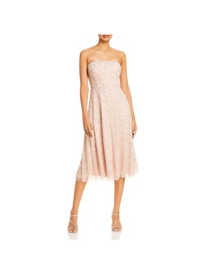 AIDAN MATTOX Womens Lined Sleeveless Below The Knee Cocktail Fit + Flare Dress