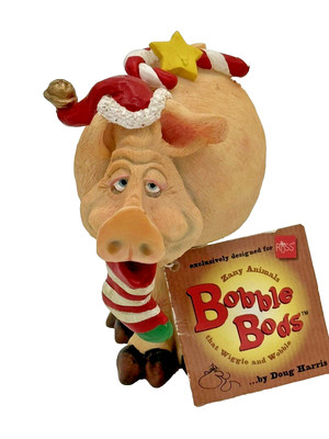 Russ Berrie Bobble Bods Zany Animals Christmas Pig by Doug Harris 22046 New