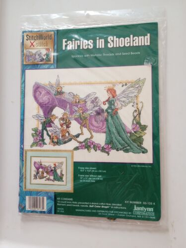 New Fairies In Shoeland Janlynn Stitch World Cross Stitch Kit Pixie Elf #03-133k