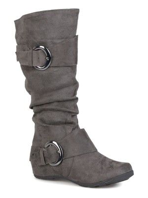 

JOURNEE COLLECTION Женские серые ботинки Jester на танкетке с круглым носком и круглым носком с напуском, Серый, JESTER-01-GRY-090WC