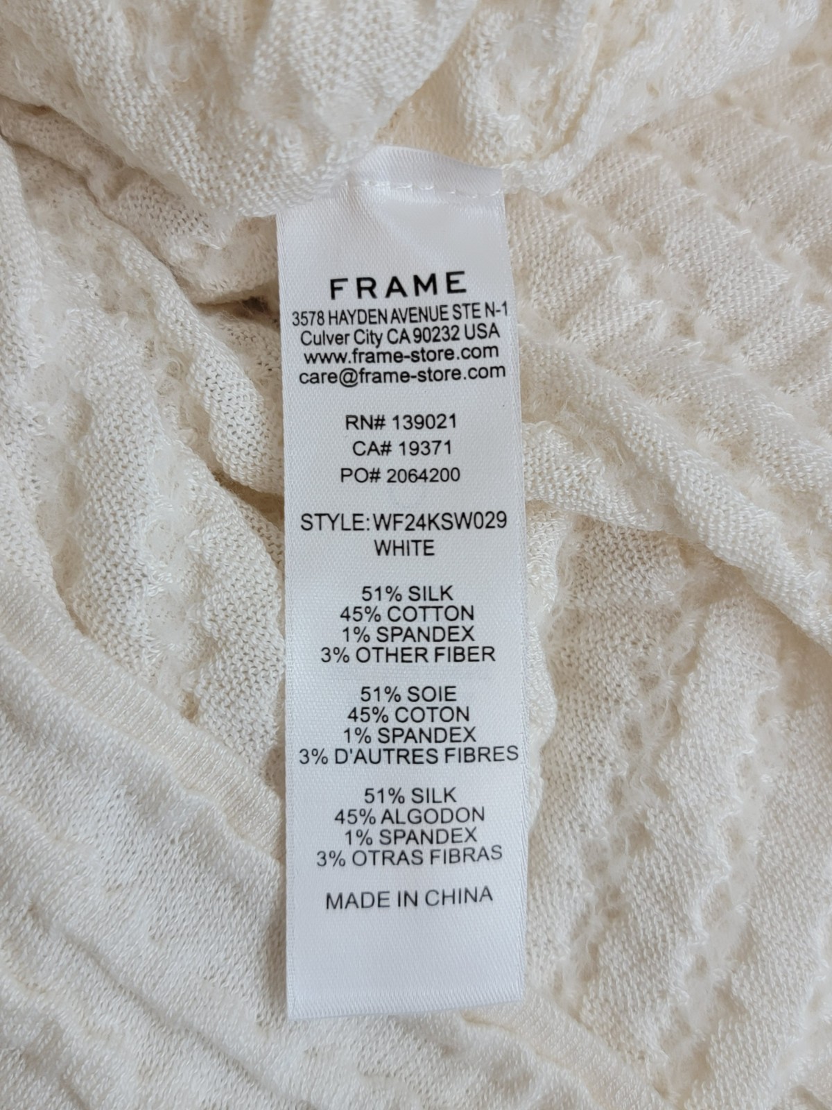 FRAME Smocked Silk Blend Sleeveless Top Women's L White Knit Crewneck Pullover - Picture 14 of 16