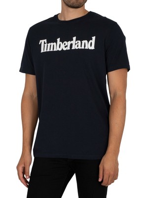 

Мужская брендовая футболка Timberland Linear, синяя, Синий, TB0A2C31-433