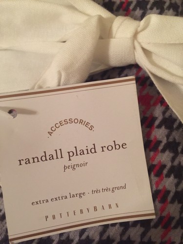 POTTERY BARN RANDALL PLAID MEN'S ROBE, XXL, MONO RAB