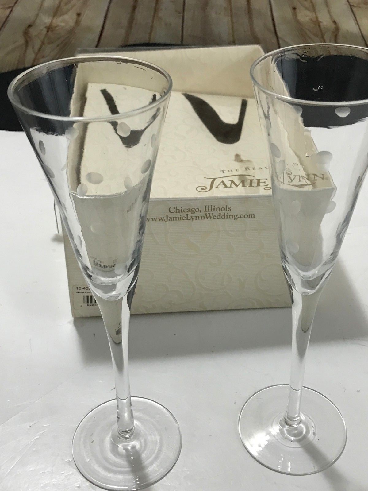 Jamie Lynn Design Dotted Pattern Toasting Flutes, Set of 2 10-4030