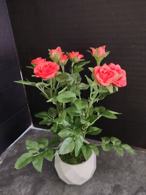 8'' Mini artificial rose bush SALMON