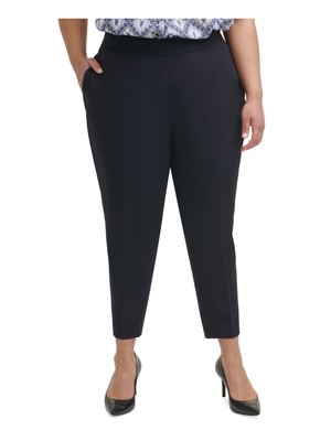 

CALVIN KLEIN Womens Navy Darted Wear To Work Pants Plus, X03PJ506