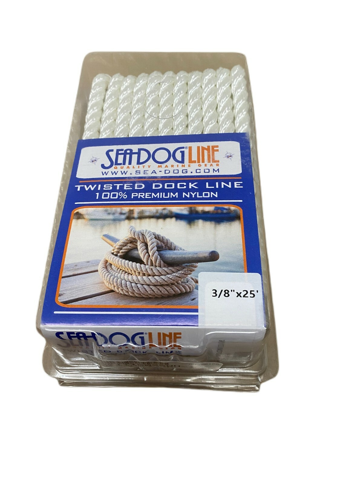 SEADOG White  Nylon Twisted Dock Line 3/8"x25' Part# 301110025WH-1